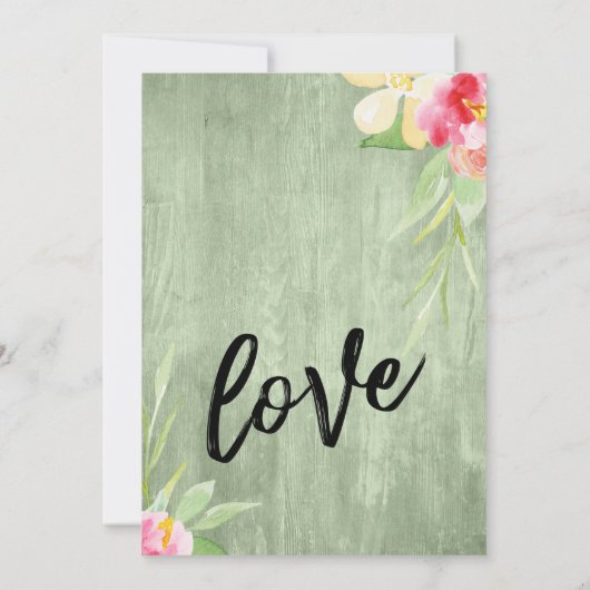 We hebben gehuwde Waterverf bloemen en groen hout Kaart (Achterkant)