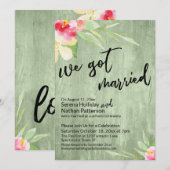 We hebben gehuwde Waterverf bloemen en groen hout Kaart (Voorkant / Achterkant)