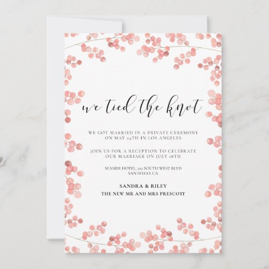 We hebben geknoopt Roze bloemige trouwkaart Kaart (Voorkant)