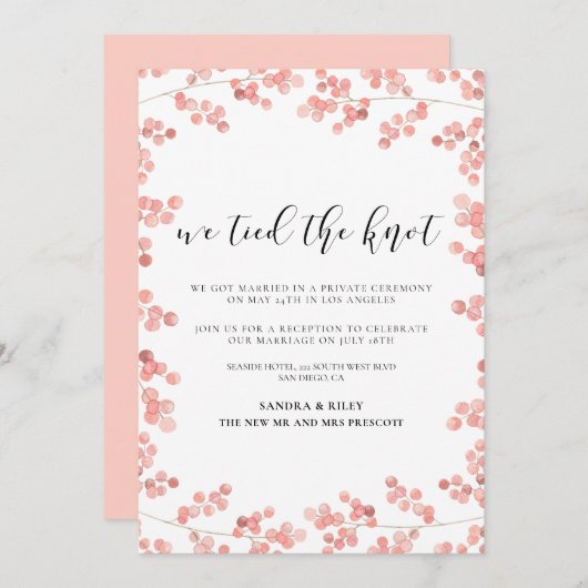 We hebben geknoopt Roze bloemige trouwkaart Kaart (Voorkant / Achterkant)