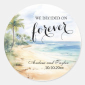 We hebben gekozen voor Forever Beach en Palm Trees Ronde Sticker (Voorkant)