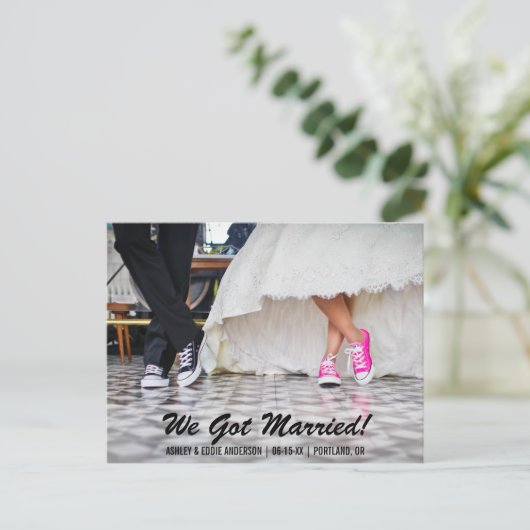 We hebben getrouwd Elopement aankondiging Briefkaa (Staand voorkant)