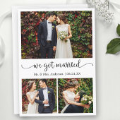 We hebben getrouwd hart kalligrafie 3 foto bruilof aankondiging
