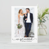 We hebben getrouwd hart kalligrafie foto bruiloft aankondiging (Staand voorkant)