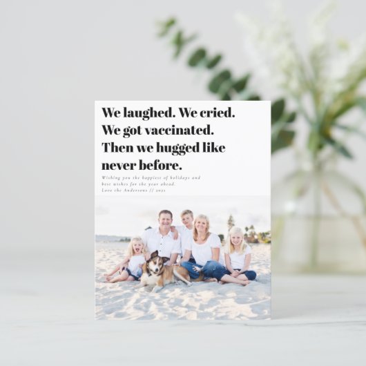 We hebben gevaccineerde funny Photo Holiday Kaart (Staand voorkant)