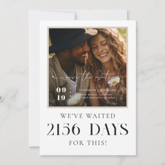 We hebben gewacht | Moderne foto Bewaar de datum Save The Date (Voorkant)