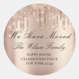 We hebben Glitter RSVP Blush-Rozen verplaatst Ronde Sticker