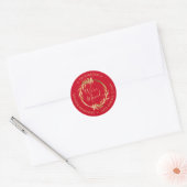 We hebben Gold Wreath Red New Address verplaatst Ronde Sticker (Envelop)