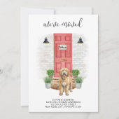 We hebben Golden Doodle Red Door Dog verhuisd Aankondiging (Voorkant)