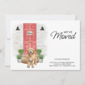 We hebben Golden Doodle Red Door Dog verhuisd Aankondiging (Voorkant)