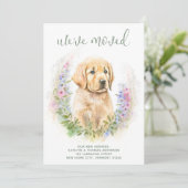 We hebben Golden Retriever Puppy Dog Moving verpla Aankondiging (Staand voorkant)