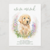 We hebben Golden Retriever Puppy Dog Moving verpla Aankondigingskaart (Voorkant)