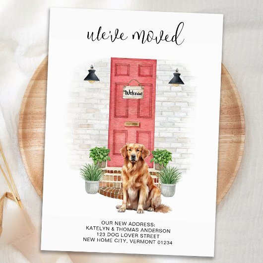 We hebben Golden Retriever Red Door Dog verhuisd Aankondiging