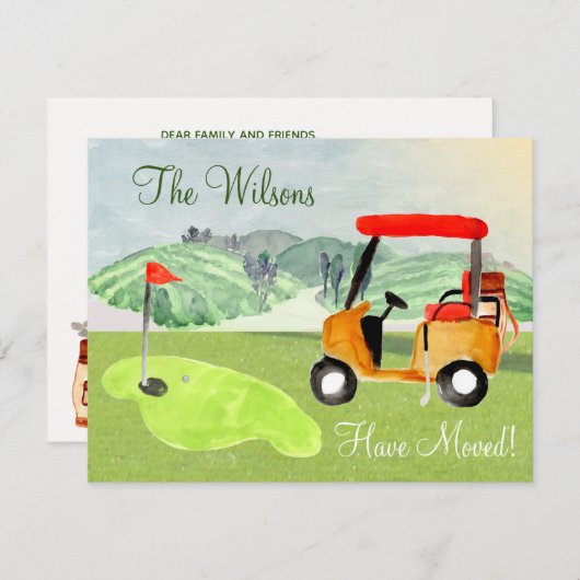 We hebben Golf Cart Greens Retirement Move Aankondiging (Voorkant / Achterkant)