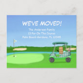 We hebben golfkar verplaatst met verhuisdozen Golf Aankondigingskaart (Voorkant)