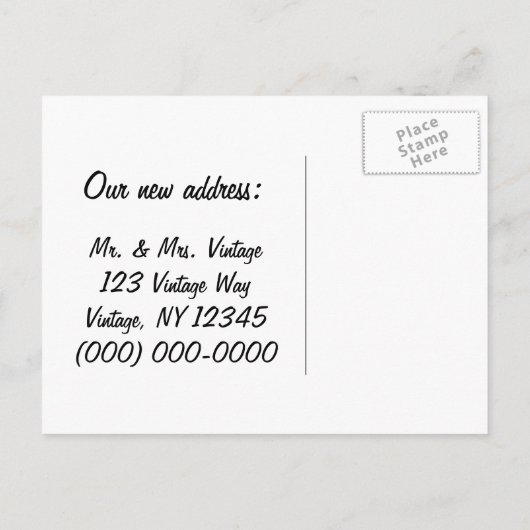 We hebben grappige Vintages verplaatst Aankondigingskaart (Achterkant)