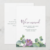 We hebben Green Paars Floral New Home verplaatst Aankondiging (Voorkant / Achterkant)