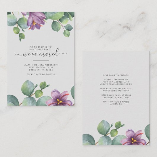 We hebben Greenery Eucalyptus Floral Moving Notitiekaartje (Voorkant / Achterkant)