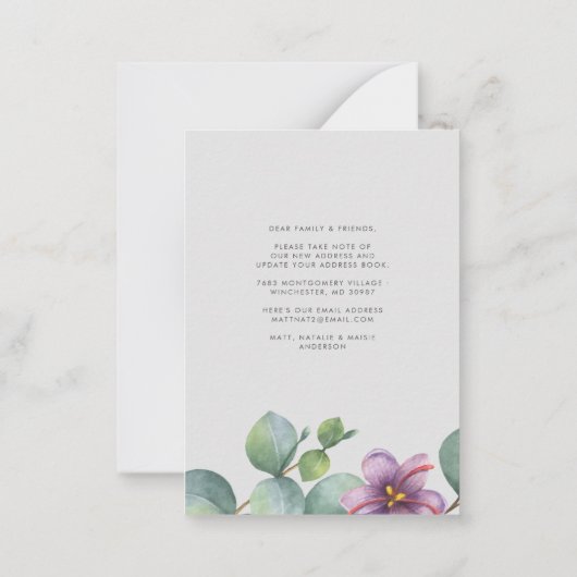 We hebben Greenery Eucalyptus Floral Moving Notitiekaartje (Achterkant)