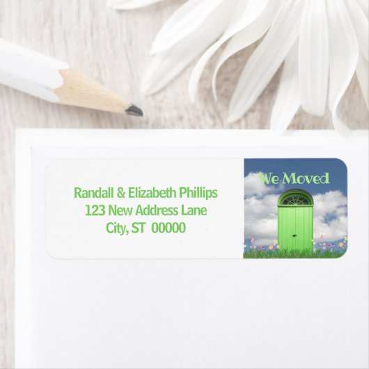 We hebben groene dubbele deuren verplaatst etiket (Insitu)