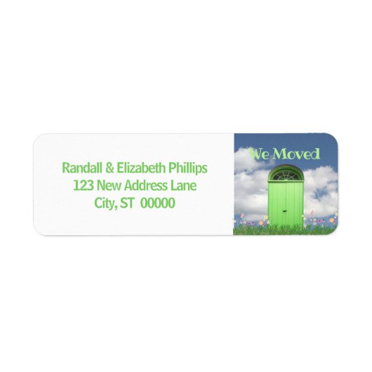 We hebben groene dubbele deuren verplaatst etiket (Voorkant)