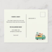 We hebben groene vrachtwagen op de weg verplaatst  aankondigingskaart (Achterkant)