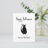 We hebben Halloween schattig zwart kat verplaatsen Aankondigingskaart (Staand voorkant)
