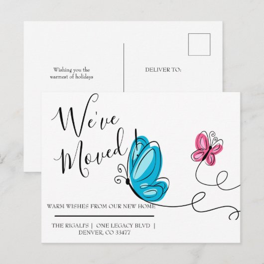 We hebben hand getekende vlinder verplaatst briefkaart (Voorkant / Achterkant)