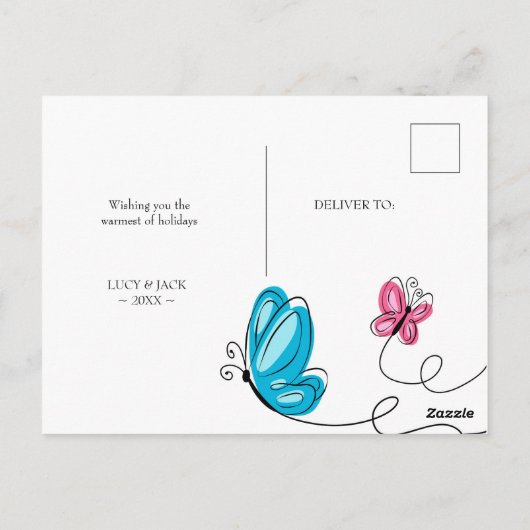 We hebben hand getekende vlinder verplaatst briefkaart (Achterkant)