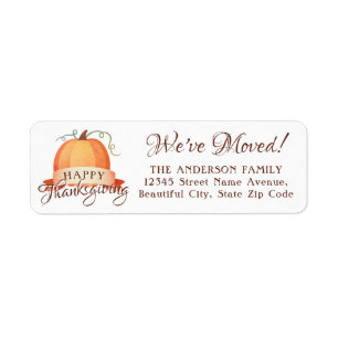 We hebben Happy Thanksgiving Pumpkin New Home verp Etiket