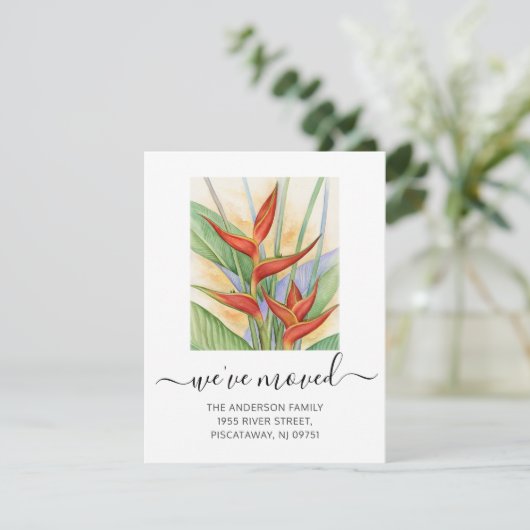 We hebben Heliconia Floral Script verplaatst Aankondiging (Staand voorkant)