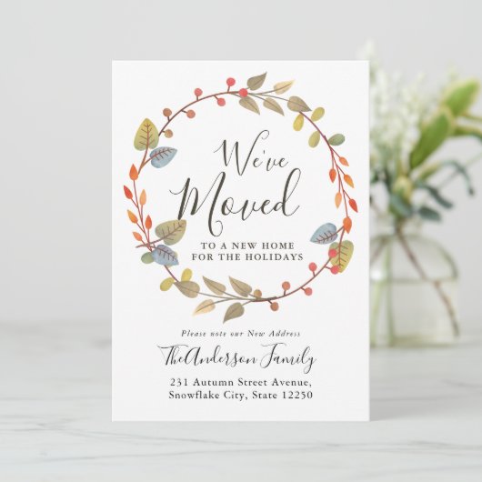 We hebben Herfst herfst Wreath Holiday Moving Aankondiging (Staand voorkant)