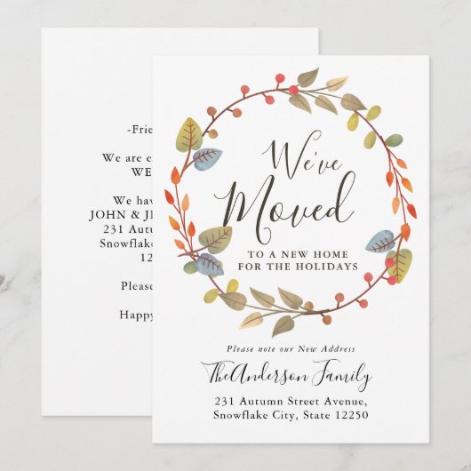 We hebben Herfst herfst Wreath Holiday Moving Aankondiging (Voorkant / Achterkant)