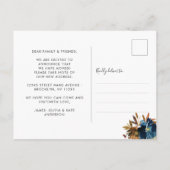 We hebben Herfst Navy Blue Brown Floral Moving Aankondigingskaart (Achterkant)