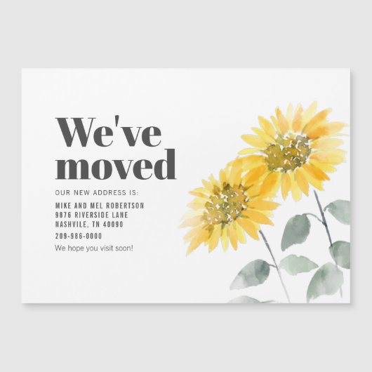 We hebben het adres Sunflower Moving Announcement  Magnetische Uitnodiging (Voorkant)
