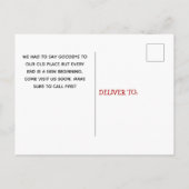 We hebben het adres van de nieuwe autofamilie verp aankondigingskaart (Achterkant)