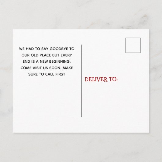 We hebben het adres van de nieuwe autofamilie verp aankondigingskaart (Achterkant)