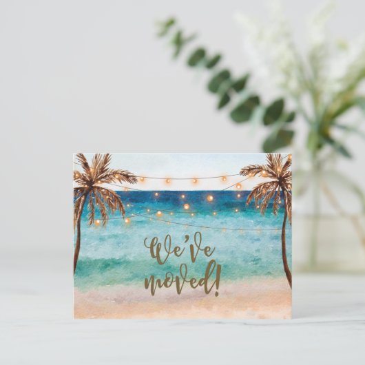 We hebben het adres van de strandscène veranderd uitnodiging briefkaart (Staand voorkant)