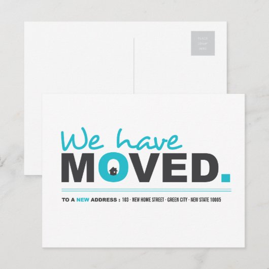 We hebben het Blue Moving Announcement Briefkaart  (Voorkant / Achterkant)