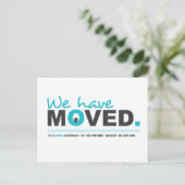 We hebben het Blue Moving Announcement Briefkaart (Staand voorkant)
