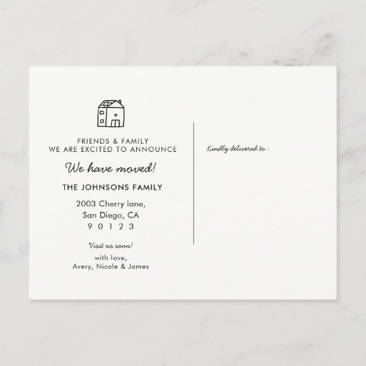 We hebben het Briefkaart 'Verschuivende aankondigi (Achterkant)