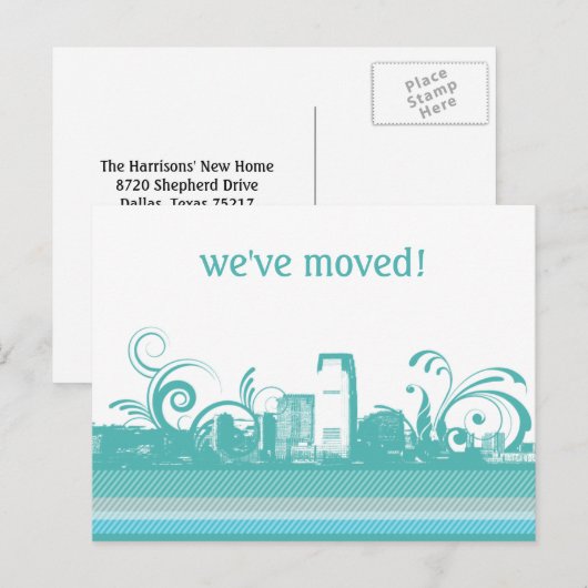 We hebben het City Skyline Briefkaart verplaatst (Voorkant / Achterkant)