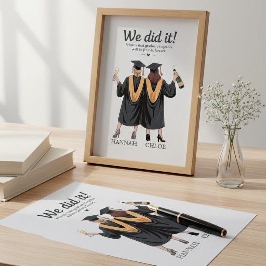 We Hebben Het Gedaan Beste Vrienden Afstudeer Illu Canvas Afdruk