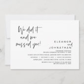We hebben het gedaan, we misten je, Bruiloft Elope Kaart (Voorkant)
