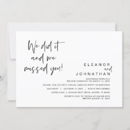 We hebben het gedaan, we misten je, Bruiloft Vluch Kaart