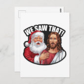WE HEBBEN HET GEZIEN! Kerstman en Jezus kijken alt Briefkaart (Voorkant / Achterkant)