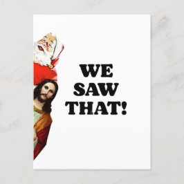 WE HEBBEN HET GEZIEN! Kerstman en Jezus kijken alt Briefkaart