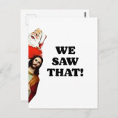 WE HEBBEN HET GEZIEN! Kerstman en Jezus kijken alt Briefkaart (Voorkant / Achterkant)