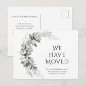 We hebben het groene Eucalyptus nieuwe adres verpl Aankondigingskaart (Voorkant / Achterkant)