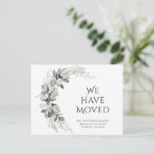 We hebben het groene Eucalyptus nieuwe adres verpl Aankondigingskaart (Staand voorkant)